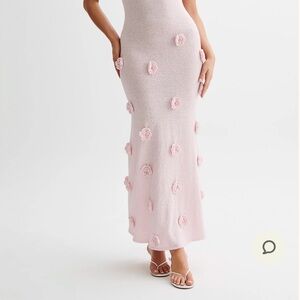 Meshki Pink Floral Embellished Maxi Dress